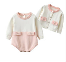 Conjunto de roupas de princesa infantil para meninas, macacão de malha com manga comprida + suéter com botões para 0 a 24 meses, 2019 2024 - compre barato