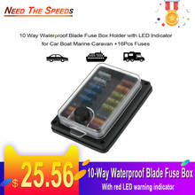 10 Way Waterproof Blade Fuse Box Holder with LED Indicator for Car Boat Marine Caravan +16Pcs Fuses 2024 - buy cheap