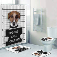 Decoração para casa de cachorros mau cachorro jack relaxante cachorro cortina de banheiro conjunto com tapete de banho decoração de animais 2024 - compre barato