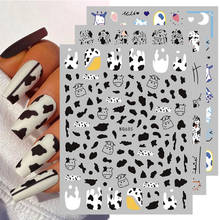 Black White Milk Cow 3D Nail Stickers Butterfly Leopard Adhesive Nail Transfer Decals Sliders Wraps DIY Nail Art Decorations 2024 - купить недорого