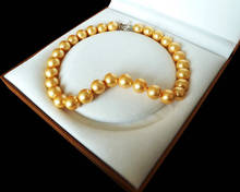 Необычное огромное 12 мм подлинное жемчужное ожерелье с золотым ракушкой в Южном море с застежкой в форме сердца 18 дюймов 2024 - купить недорого