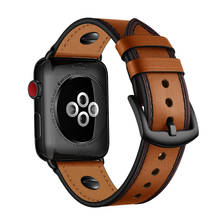 Кожаный сменный ремешок для Apple Watch Series 4 5 44 мм 40 мм, браслет для iWatch Apple Watch Series 3 2 1 38 мм 42 мм 2024 - купить недорого