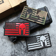 Casco espartano con bandera americana, parche IR grabado con láser, Velcro, brazalete táctico de camuflaje, insignia militar reflectante de EE. UU. 2024 - compra barato