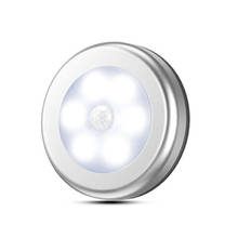 Sensor de movimiento PIR infrarrojo de plata, luz nocturna de 6 Led, Detector magnético inalámbrico, lámpara de pared, encendido/apagado automático para armario 2024 - compra barato