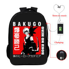 Voltar à escola mochilas saco kawaii anime meu herói academia mochila portátil para hombre 16 Polegada usb anime escolar 2024 - compre barato