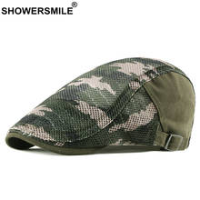 SHOWERSMILE-boina de camuflaje para hombre, gorra plana ajustable de algodón, color verde militar, para primavera y verano, novedad de 2021 2024 - compra barato