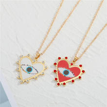 1 PC Metal Heart Lucky Eye Necklace For Women Gift Jewelry Fashion Vintage Color Zircon Geometric Eye Necklace Clavicle Chain 2024 - buy cheap