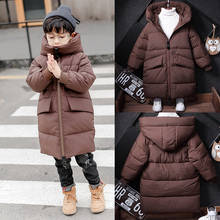Детская хлопковая куртка для мальчиков, детское корейское Новое хлопковое пальто, зимняя Плотная хлопковая пуховая парка для мальчиков 2024 - купить недорого