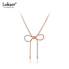 Lokaer Trendy Bohemia Stainless Steel Bowknot Charm Choker Necklace Beach Jewelry Snake Chain Pendant Necklace For Women N20062 2024 - buy cheap