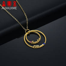 Auxauxme Personalized Rhinestones Double Names Necklaces For Couple Stainless Steel Women Custom Jewelry Engagement Gift 2024 - buy cheap