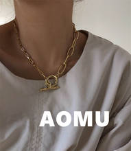 AOMU-collar con hebilla de Metal para mujer, cadena de Metal para clavícula, Estilo Vintage coreano, asimétrico, geométrico, Punk, regalo de fiesta, novedad de 2020 2024 - compra barato