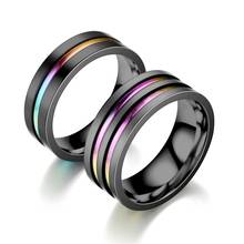 Модные черные Цвет паз кольцо 6/8 мм матовый парные кольца из нержавеющей стали для мужчин и женщин юбилей ювелирные изделия дропшиппинг 2024 - купить недорого