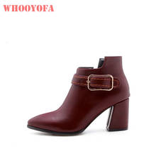 New Quality Sale Winter Sexy Wine Red Women Ankle Boots Comfortable Lady Shoes 3 inch Heels WK83 Plus Big Small Size 10 32 45 47 2024 - buy cheap