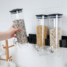 Wall-Mounted Cereal Dispenser Canister Press Grain Storage Box Dry Food Container Organizer Kitchen Accessories 1-2L 2024 - buy cheap