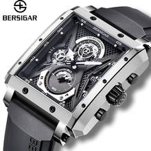 Rectangular Mens Watch BERSIGAR Chronograp Watches for Men Barrel Type Quartz Fashion Luxury Sports Waterproof Silicone Strap 2024 - buy cheap