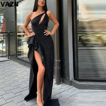 VAZN 2020 Autumn New High-end Classic Black Hollow out Sexy Club Young Tank Sleeve One Off Shoulder Women Thin Maxi Dress 2024 - buy cheap