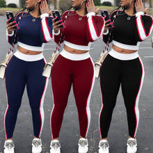 Women Casual Sports Set Sexy Crop Top Pants Outfit For Woman Workout Gym Fitness Athletic Workout Clothes Tracksuit 2Pcs Set 2024 - купить недорого