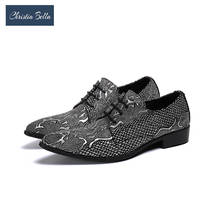 Zapatos Oxford de piel auténtica para hombre, calzado de negocios con cordones, Punta puntiaguda, diseño plateado, Bella 2024 - compra barato