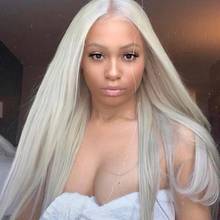 60# Ash Blonde 13x4 Lace Front Human Hair Wigs Thick Long Remy Brazilian 180/200/250 Density White Blonde 13x6Lace Frontal Wig 2024 - buy cheap