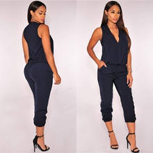 New Women Summer Sexy V Neck Jumpsuit Long Pants Solid Rompers Women's Sleeveless One Piece Bodysuit Jumpsuit 2024 - buy cheap