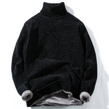 High Quality Warm Turtleneck Sweater Men Fashion Solid striped Knitted Mens Sweaters Casual Slim Pullover Male Warm 2024 - buy cheap