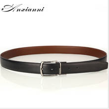 Anxianni men's belt, leather pin buckle business belt   105-125cm for men, black and brown 2024 - buy cheap