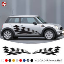 2X Checkered Flag Styling Car Door Side Stripes Body Vinyl Decal For MINI Cooper S R50 R52 R53 One JCW Accessories 2024 - buy cheap