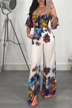 Womens Fashion One-neck Summer Floral Sleeveless Jumpsuit Wide Legs Female Casual Playsuit Jumpsuits Romper Trousers Overalls 2024 - buy cheap
