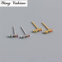 ying Vahine New Arrival 100% 925 Sterling Silver Multicolor Mini Zircons Square Stud Earrings for Women 2024 - buy cheap