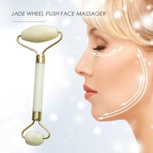 1 pc rolo de massagem facial cabeças duplas jade pedra natureza face lift sliming ferramenta massageador manual rosto cuidados com a pele 2024 - compre barato