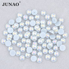 JUNAO 6 8 10 12mm Gray AB Flatback Half Round Pearl Rhinestone Pearl Applique Loose Acrylic Beads for DIY Handmade 2024 - buy cheap