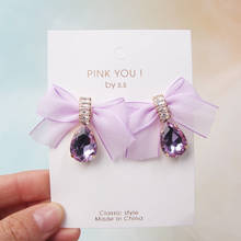 MWSONYA Korean Fashion Yarn purple Bowknot Drop Earrings for Women Girls Elegant Waterdrop Crystal Pendientes Party Jewelry 2024 - buy cheap