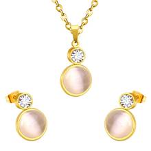 LUXUKISSKIDS Stainless Steel Jewelry Sets Opal Gold-color Necklace Earrings For Woman Wedding Bridal African Dubai Jewellry Sets 2024 - buy cheap