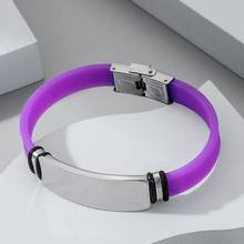 Pulsera de silicona para hombre y mujer, brazalete de Metal y silicona, a la moda, regalo de joyería 2024 - compra barato