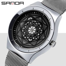 SANDA Unique Geek Watch Men Quartz Creative Turntable Dial Leather Mesh Strap Cool Male Wristwatch Luxury Clock Relogio Masculin 2024 - buy cheap