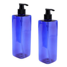 2x Refillable Square Blue Shampoo Conditioners Pump Bottles Containers 500ml 2024 - buy cheap