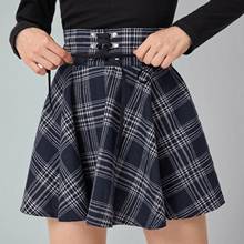 2021 High Waist Mini Gothic Skirt Lace Up Front A-line Checkered Harajuku Dancing Korean Style Sweat Short Punk Skirts Clubwear 2024 - buy cheap