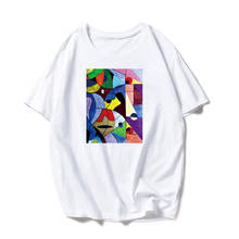 Женская футболка с абстрактным рисунком, летняя, винтажная, хлопковая, с коротким рукавом, большого размера, 2020 2024 - купить недорого