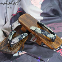 WHOHOLL-zuecos samurái para hombre y mujer, zapatillas japonesas de madera geta, sandalias, zapatillas para parejas de talla grande 47 48 2024 - compra barato