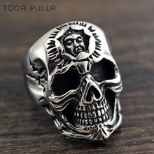 Vintage Buddha Skeleton Ring Men Boys 316L Stainless Steel Punk Skull Biker Rings Male Gothic Buddha Head Skull Jewelry 2024 - buy cheap