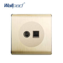Wallpad TV TEL Socket Wall Socket Computer Network Internet Weak Electricity Outlet Gold PC Brushed Panel For Home 2024 - buy cheap