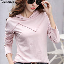 T Shirt Women 2021 Spring Fall Hooded T-Shirt Casual Tshirt Woman Cotton Top Tee Female Long Sleeve Pink Camisetas Feminina 3XL 2024 - buy cheap