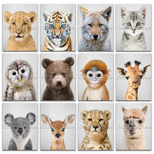 Quadro em forma de diamante bordado, 5d cheio quadrado, leão, tigre, lobo, gato, coruja, urso, macaco, coala, cervo, leopardo, alpaca, mosaico diy 418 2024 - compre barato