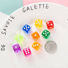 10 peças 14mm amuleto de dados transparente pingente para mulheres homens joias fazendo brinco acessórios de chaveiro 2024 - compre barato