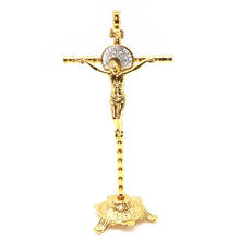 Золотой Крест Иисуса exorcism, бамбуковый золотой кулон, украшения с изображением католической святыни, христианский декор, религиозные кресты, молитвенный подарок для церкви 2024 - купить недорого