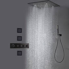 Luxury Rainfall And Mist Black Shower Bathroom Faucet Mixer Valve Thermostatic Ceiling Shower Set  With SPA Water Body Jet Head 2024 - buy cheap