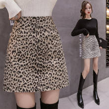 Мини юбка женская с леопардовым принтом, модная винтажная одежда в Корейском стиле, с завышенной талией, весна-осень-лето 2021 2024 - купить недорого