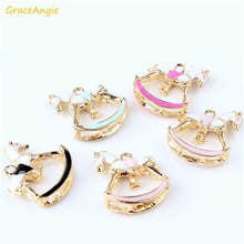 GraceAngie 5pcs Enamel Alloy Rocking Horse Charms Black Blue Pink Necklace Bracelet Pendants Diy Jewelry Findings 25*22mm 2024 - buy cheap