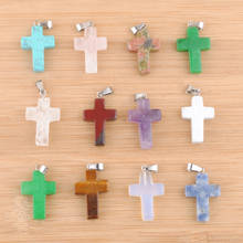 10Pcs Mixed Stone Charms Pendants Cross Shaped Dangle Beads Fit Necklace Earrings IBV003 2024 - buy cheap