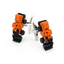 Excavator Cufflinks High-end Men's Unisex Gifts French Shirt Buttons Novelty Trendy Orange Yellow Forklift Bulldozer Cuff Links 2024 - buy cheap